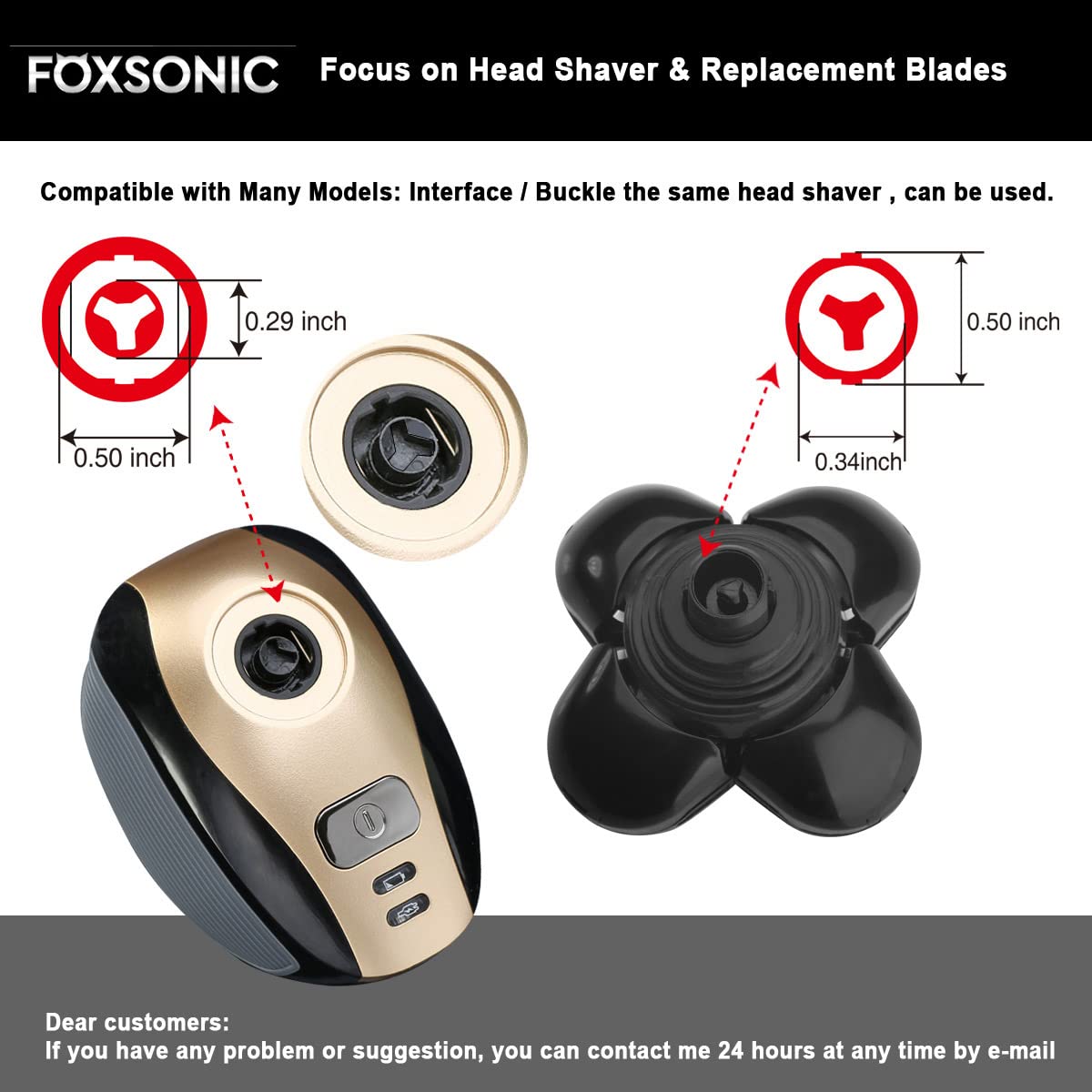 Universa 5 Blades Replacement Heads for Mainstream head shaver brands, Head Shaver Replacement Blades (5 Silver)