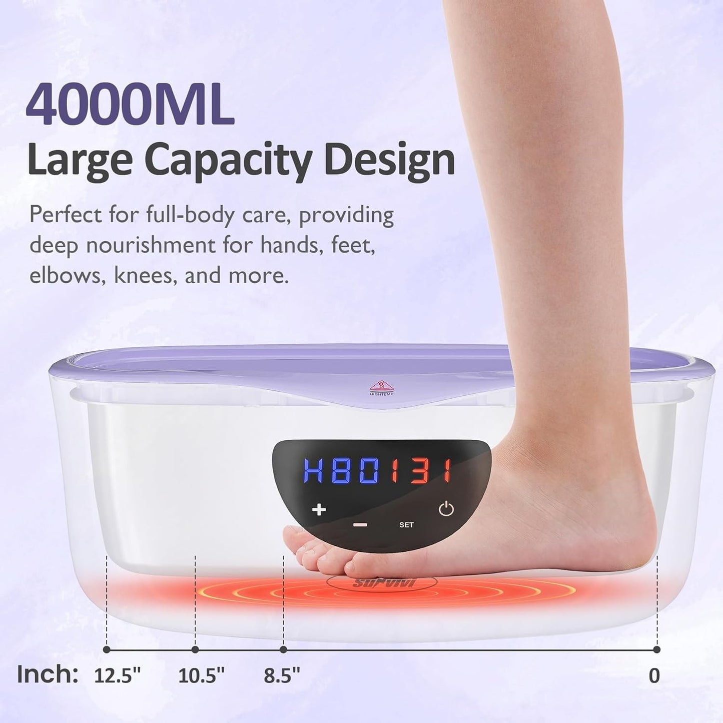 Sunvivi Upgraded Paraffin Wax Machine for Hand and Feet, 4000ml Large Capacity Paraffin Wax Warmer, 20-Min Fast Heating with Temp Control, Paraffin Bath with 8 Pack Refills for Smooth & Soft Skin