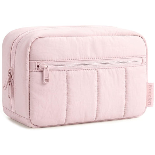 Noozion Makeup Bag Travel Toiletry Bag, Puffy Padded Cosmetic Bag for Women, Makeup Organizer Case, Wide-open Pouch Purse, Travel Essentials