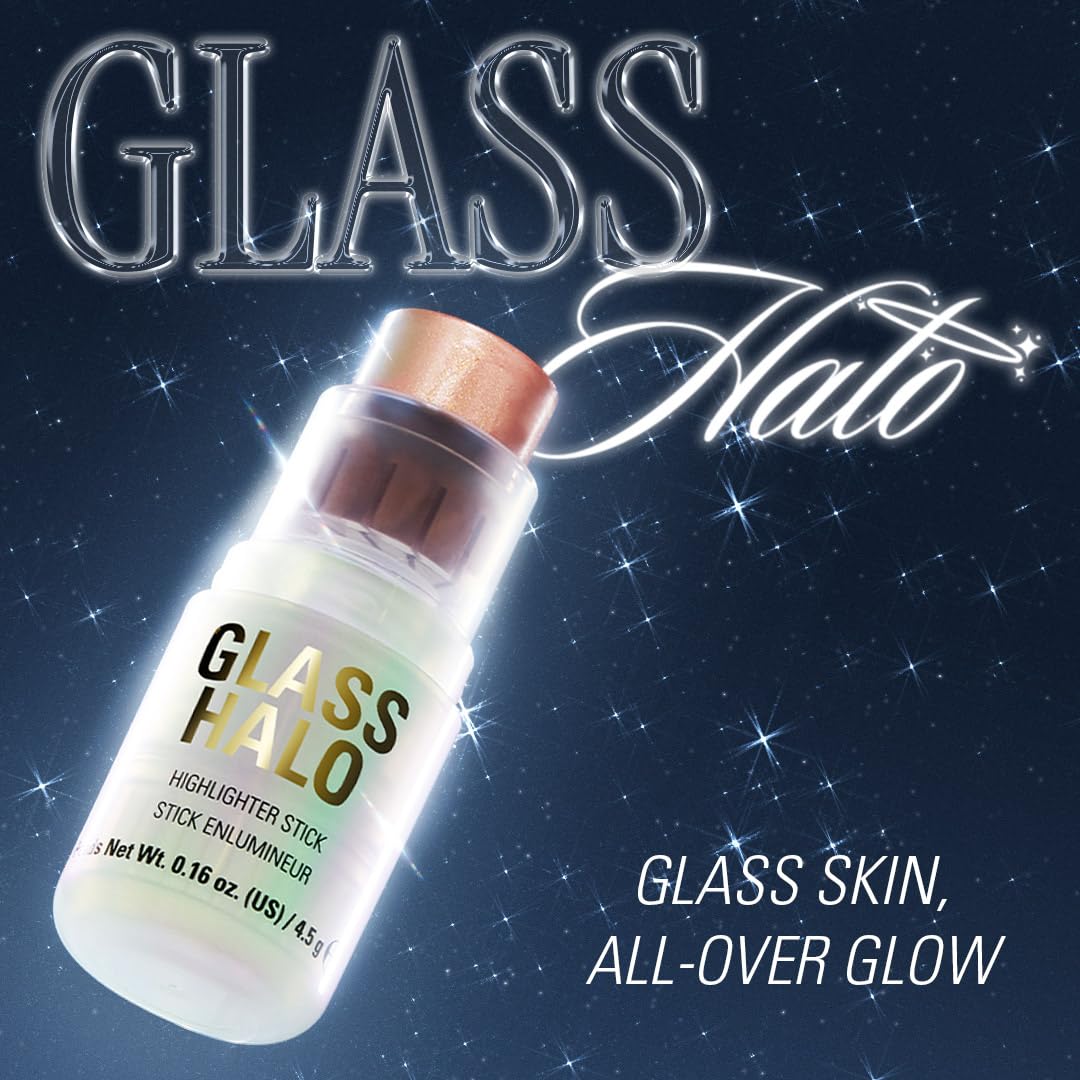 Revolution, Glass Halo Highlighter Stick for Face & Body, Cream Formula, Dewy Radiant Glow with Peptides, Jojoba Oil & Vitamin E, Travel-Friendly, Golden Glow, 0.16 oz