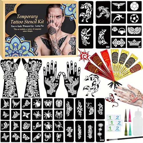 7PCS Temporary Tattoo Kit - 2 Black, 2 Brown, 2 Maroon, 1 Cherry Red