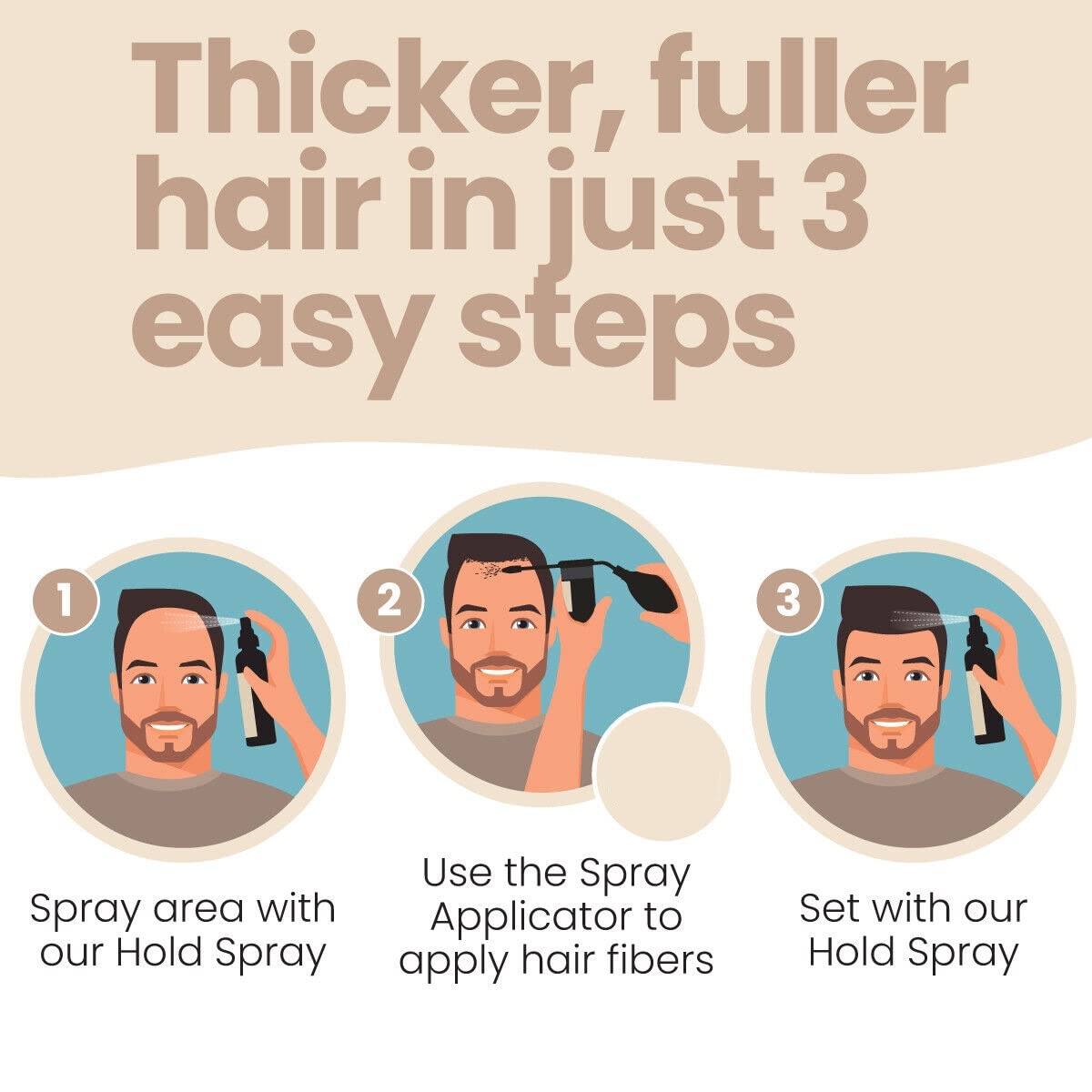 Hair Illusion Combo Kit - Hair Fiber Spray & Applicator Set | Brown, 38g