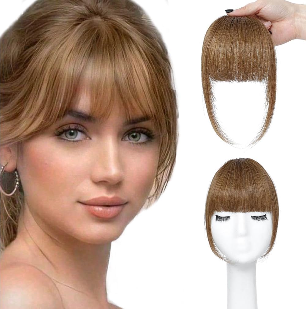 Clip In Bangs - 100% Real Human Hair Extensions | Natural Black Wispy Fringe for Women