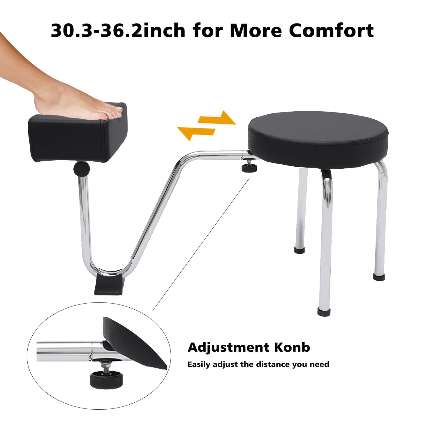Dsmsseym Portable Pedicure Foot Rest Stool, Adjustable Height, Black, for Spa, Beauty Salon, Studio