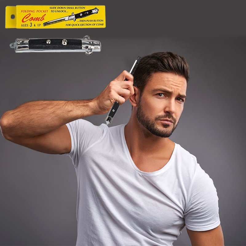 Chochkees 9" Inches Folding Pocket Comb, Stainless Steel (Single)