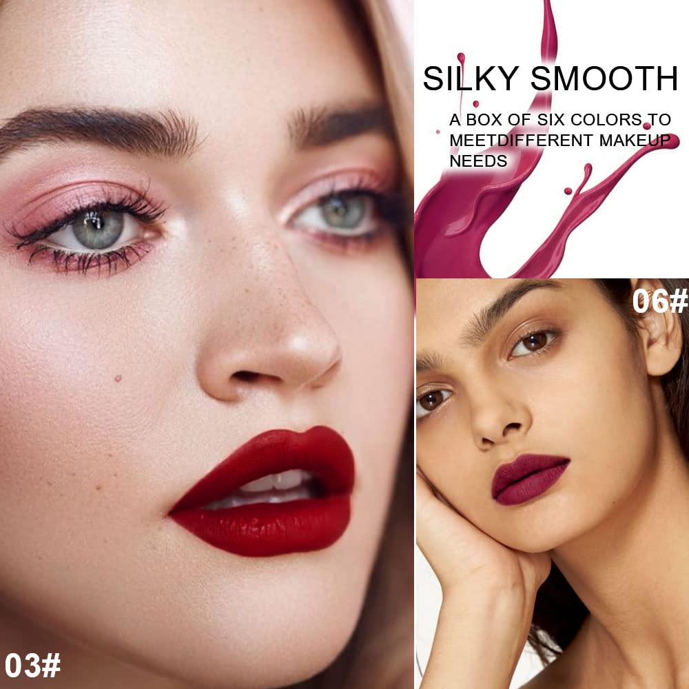 6Pcs Wine Bottle Lip Tint Stain Set - Long-Lasting Waterproof Lipstick | Ruby, Deep Rose, Plum, Brown