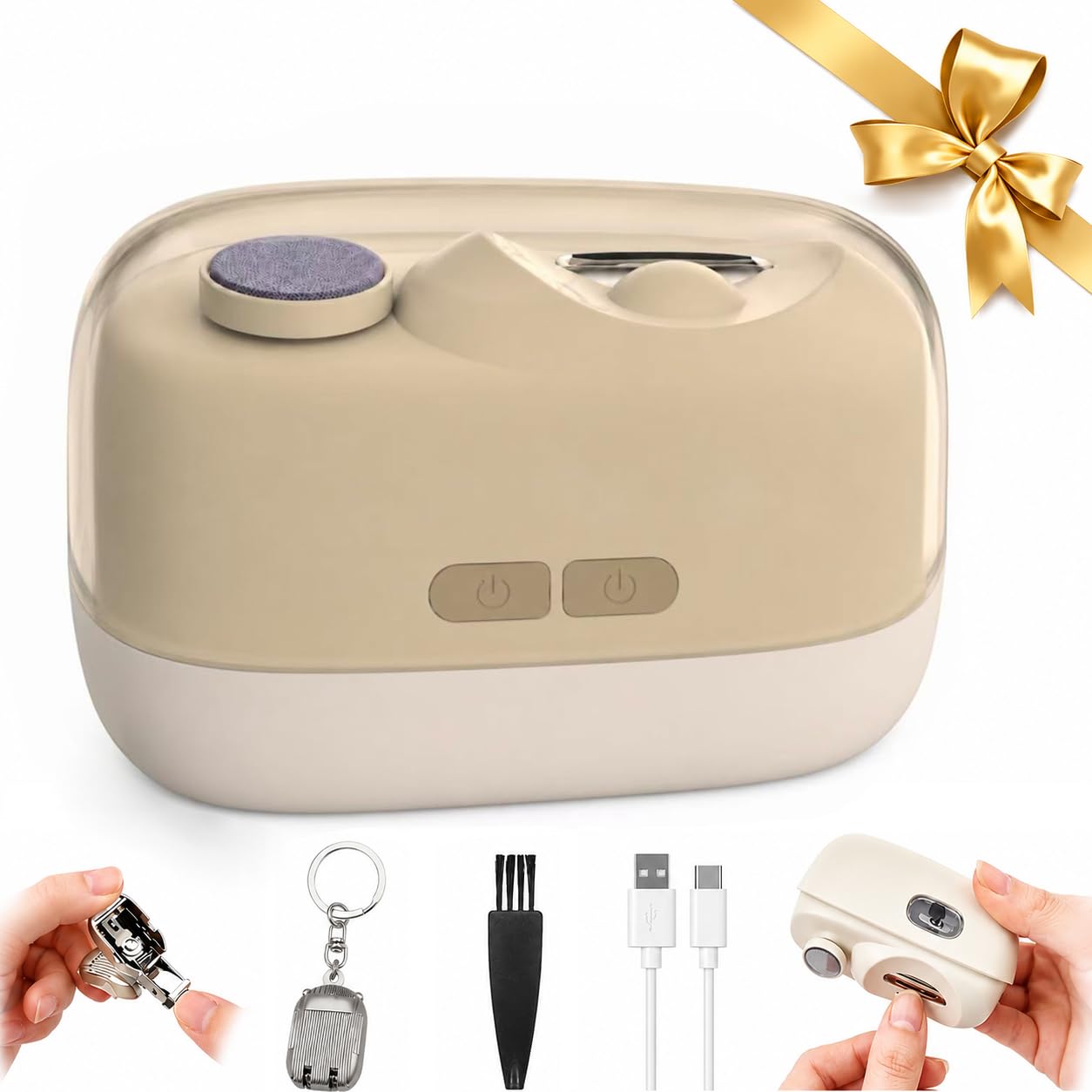 Electric Nail Clippers 2026 Upgraded, 2-in-1 Automatic Nail Trimmer with Nail Polishing, LED Light, 2 Adjustable Speeds, USB Rechargeable for Seniors, Adults, Kids, Includes Mini Folding Clipper