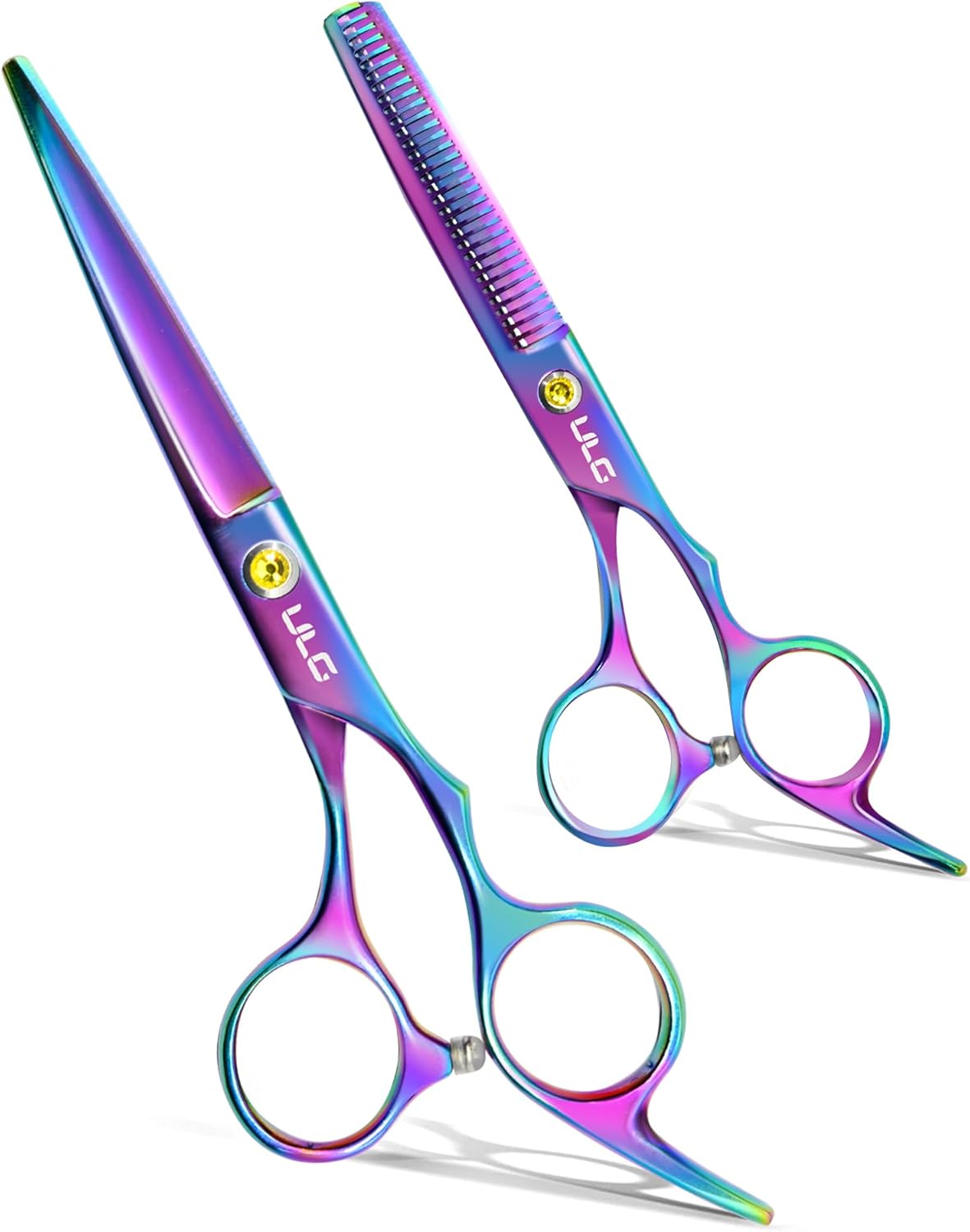 Professional Hair Cutting Scissors Kit - Thinning Shears & Razor Edge | 6.5 Inch Japanese Stainless Steel, Black