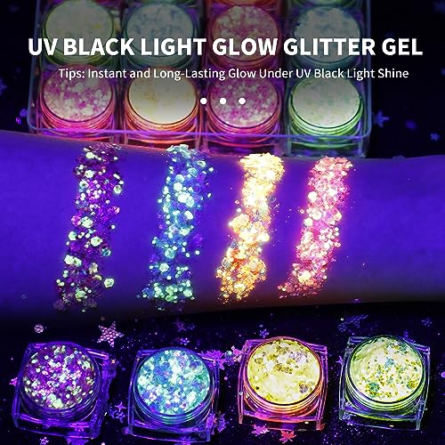 LATIBELL Glow in the Dark Body & Face Glitter Gel - 6 Colors