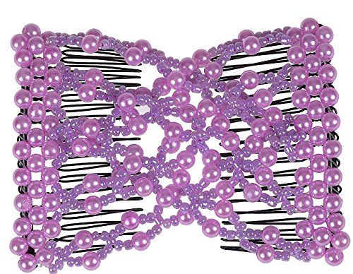 Lovef 5pcs Crystal Beaded Bow Magic Hair Comb Elastic Double Easy