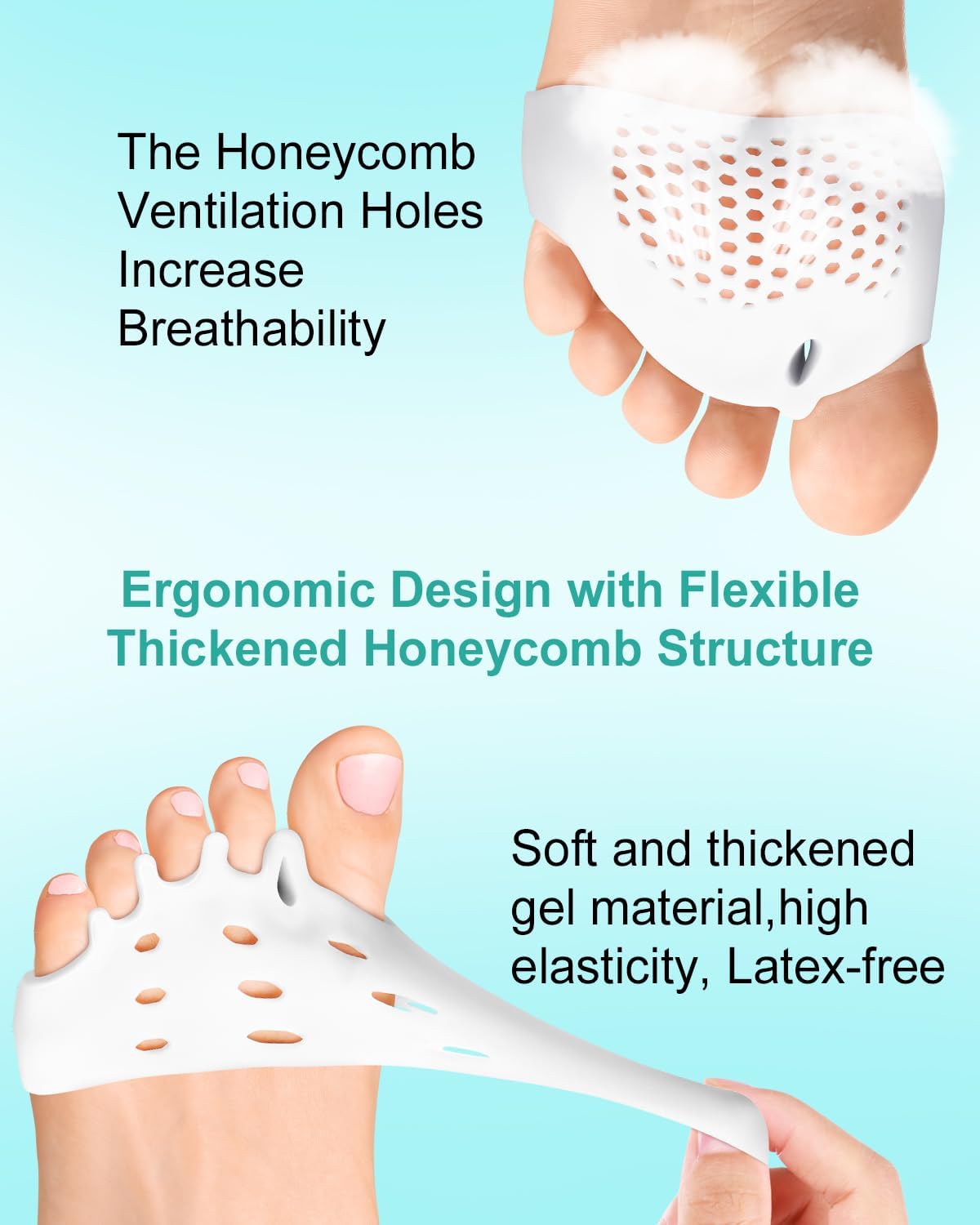 Silicone Toe Separators for Bunion Relief - Soft, Breathable Forefoot Pads | 2 Pairs for Men & Women