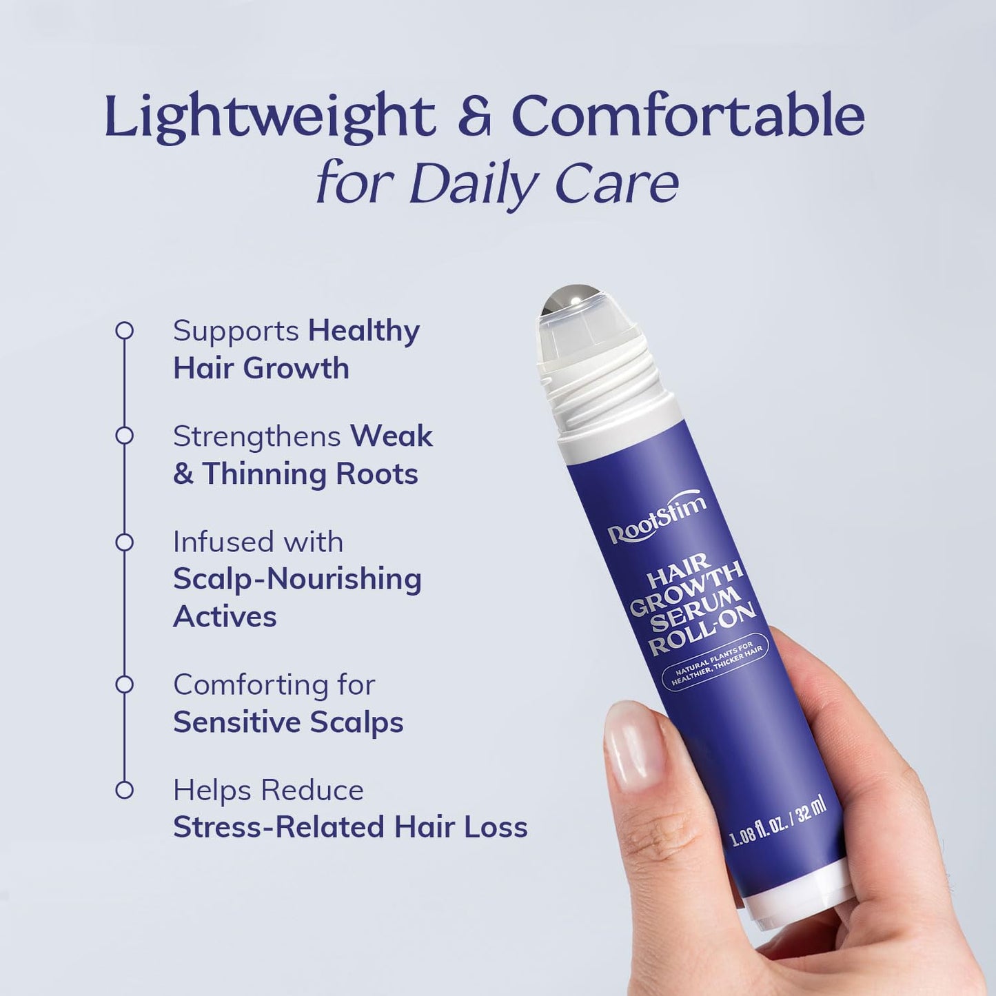 Hair Growth Serum Roll-On | Rosemary, Caffeine & Biotin Formula for Fuller-Looking Hair - 1.08 Fl Oz