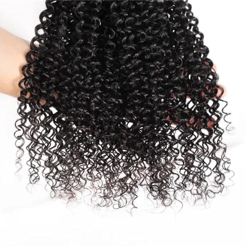 Kinky Curly Hair Bundle 24 26 28 Inch 300g Deep Curly Wave Bundles Human Hair Unprocessed Virgin Hair 3 Bundles Black Natural Color Hair Weave