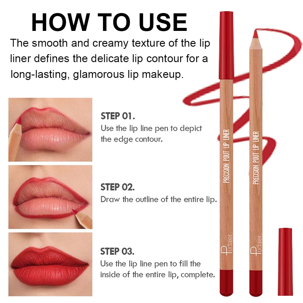 Matte Lip Liner Set - 12 High Pigmented Waterproof Colors for Long-Lasting Daily Makeup | Smooth Application