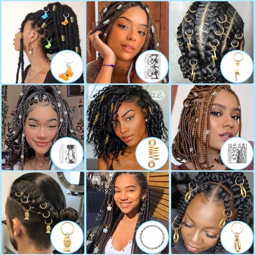 245PCS Gold Hair Jewelry Set - Dreadlock Accessories & Beads