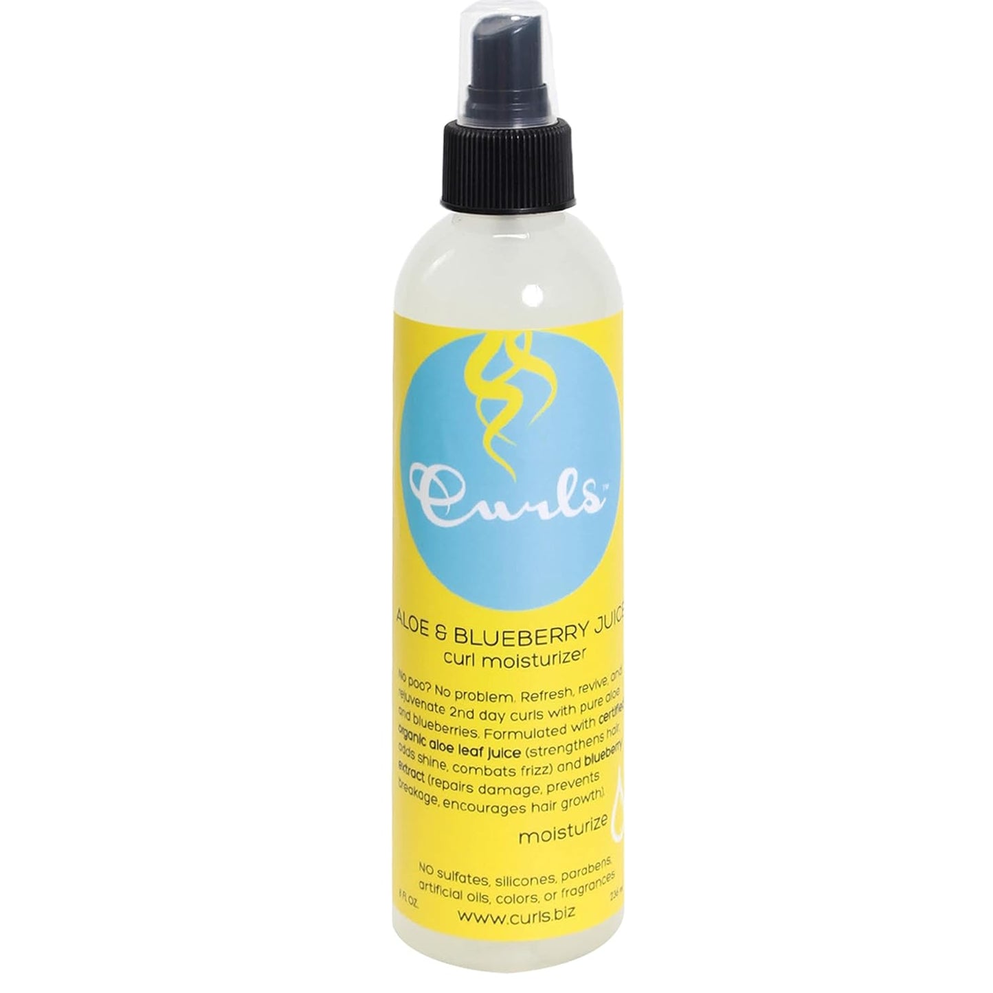 Aloe & Blueberry Curl Moisturizer - Revive Curly Hair with Organic Extracts | 8oz Curl Refresher Spray