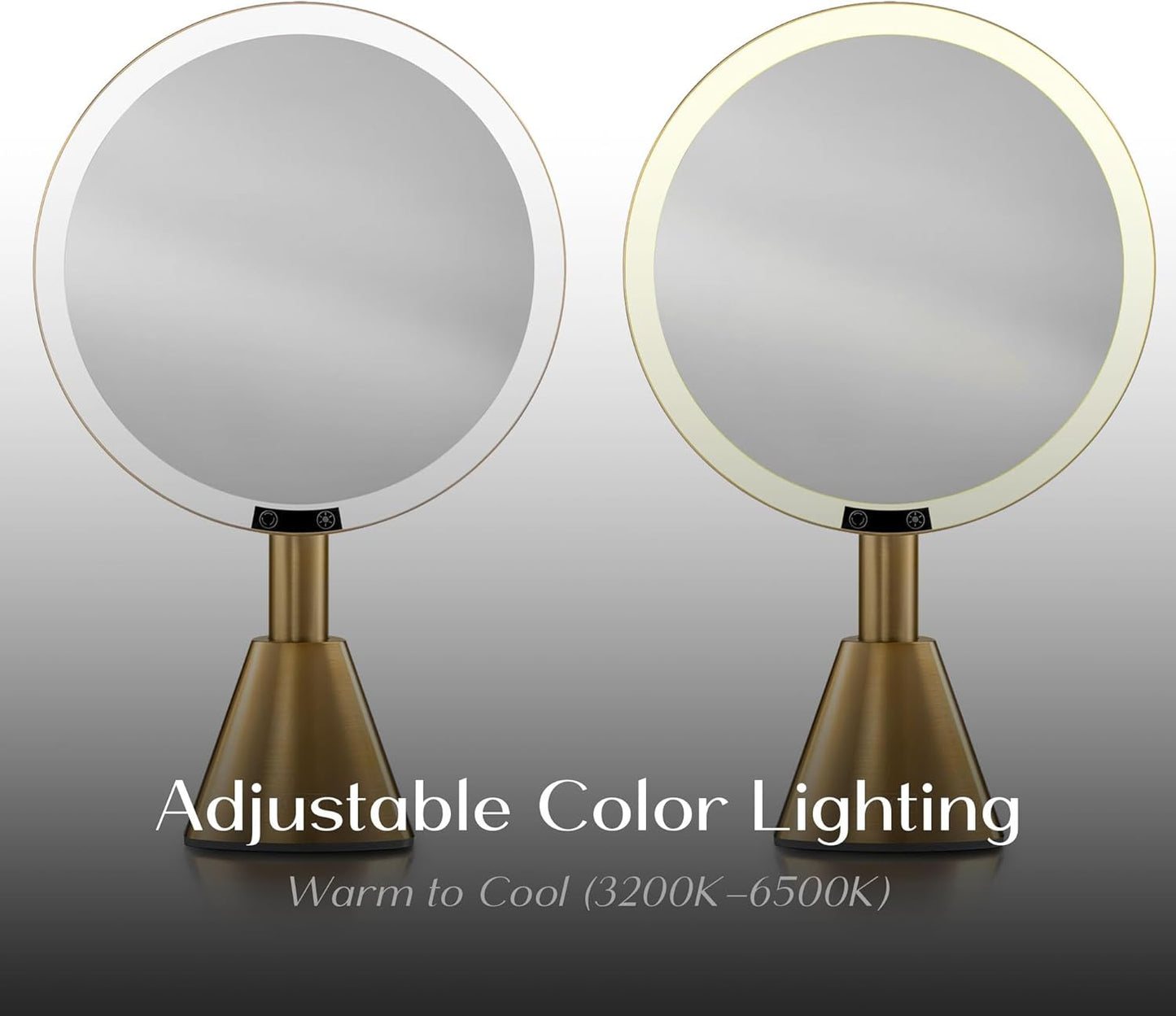 Lighted Makeup Mirror with 5X Magnification - Rechargeable LED Vanity Mirror, Adjustable Lighting (3200K–6500K), 1000 Lux Brightness, Gold