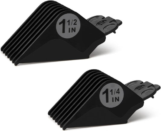 Clipper Guards Set - 10 & 12 Compatible with Wahl Clippers | Extra Long Replacement Combs - 1.25" & 1.5" Black