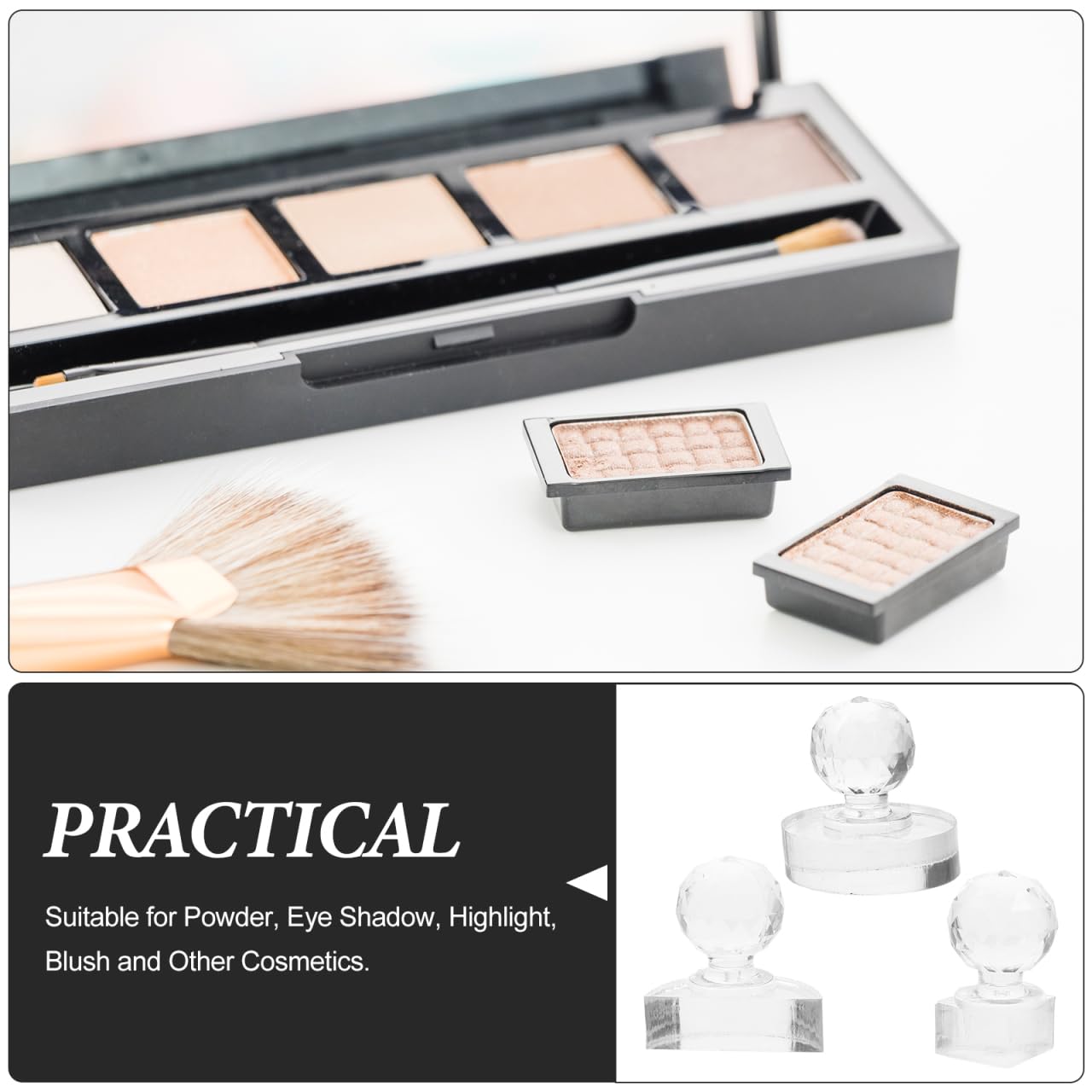 Ipetboom Makeup Pressing Tool 3-Pack Compact Powder Eyeshadow Blusher Highlighter Repair Stamp Mold 1.18 Inch Versatile Cosmetic Press Tool for Powdered Makeup
