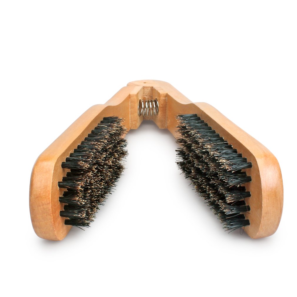Hair Straightener Dual-Brush Comb - Anti-Static Wooden Design for Smooth Styling