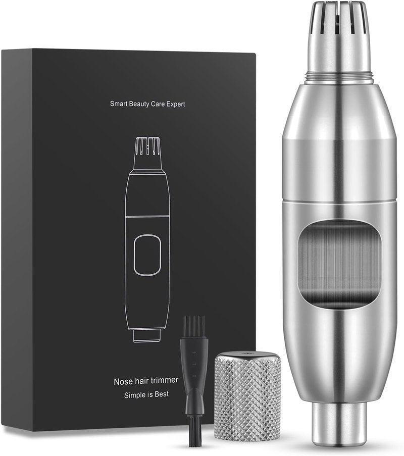 Lukyskn Ear Nose Hair Trimmer for Men, Silver | Painless Waterproof Nasal Hair Remover, Portable Stainless Steel Clippers, Professional Grooming Tool
