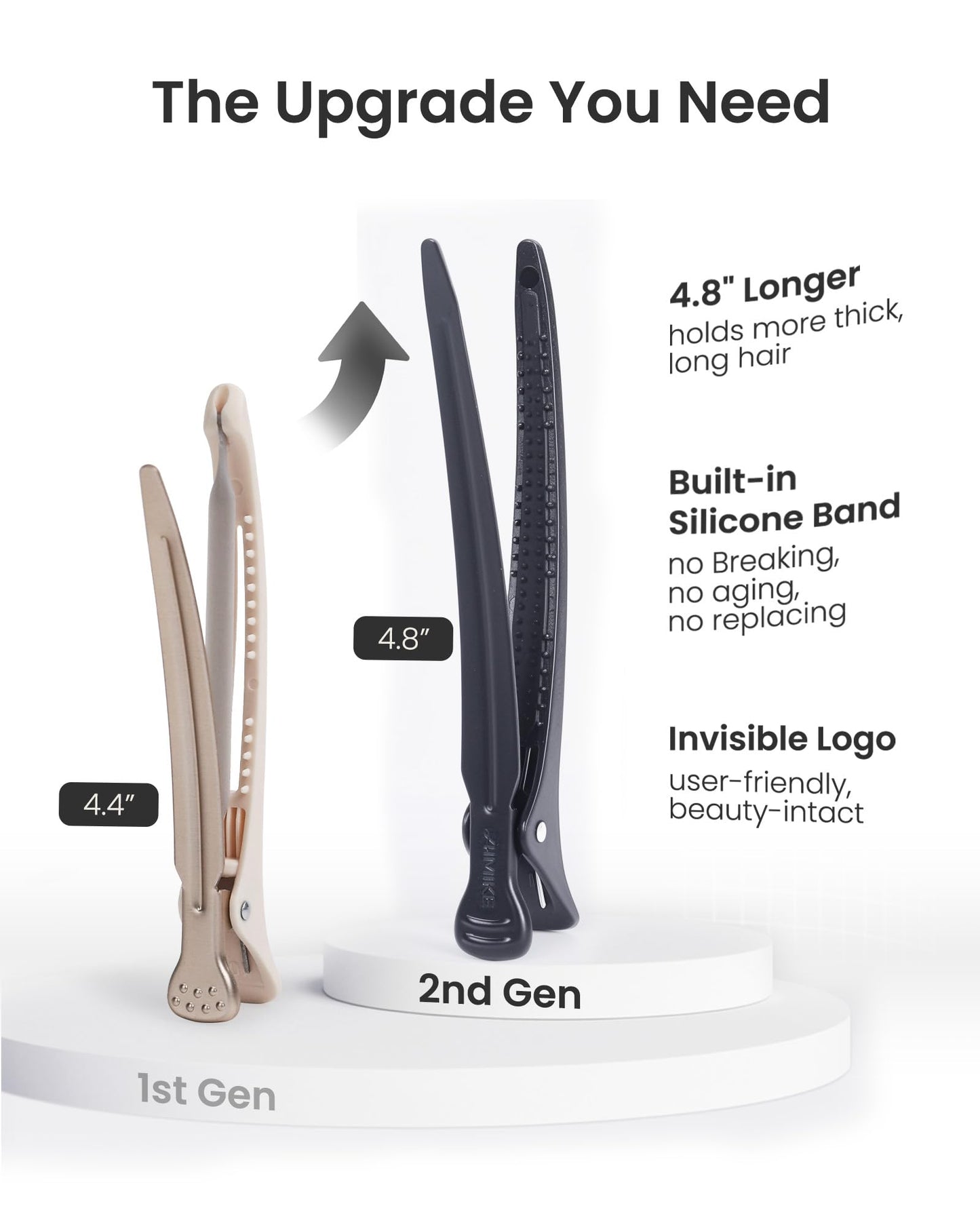 AIMIKE Hair Clips for Styling Sectioning,Upgraded 6pcs No Crease Duckbill Hair Clips with Built-In Silicone Band
