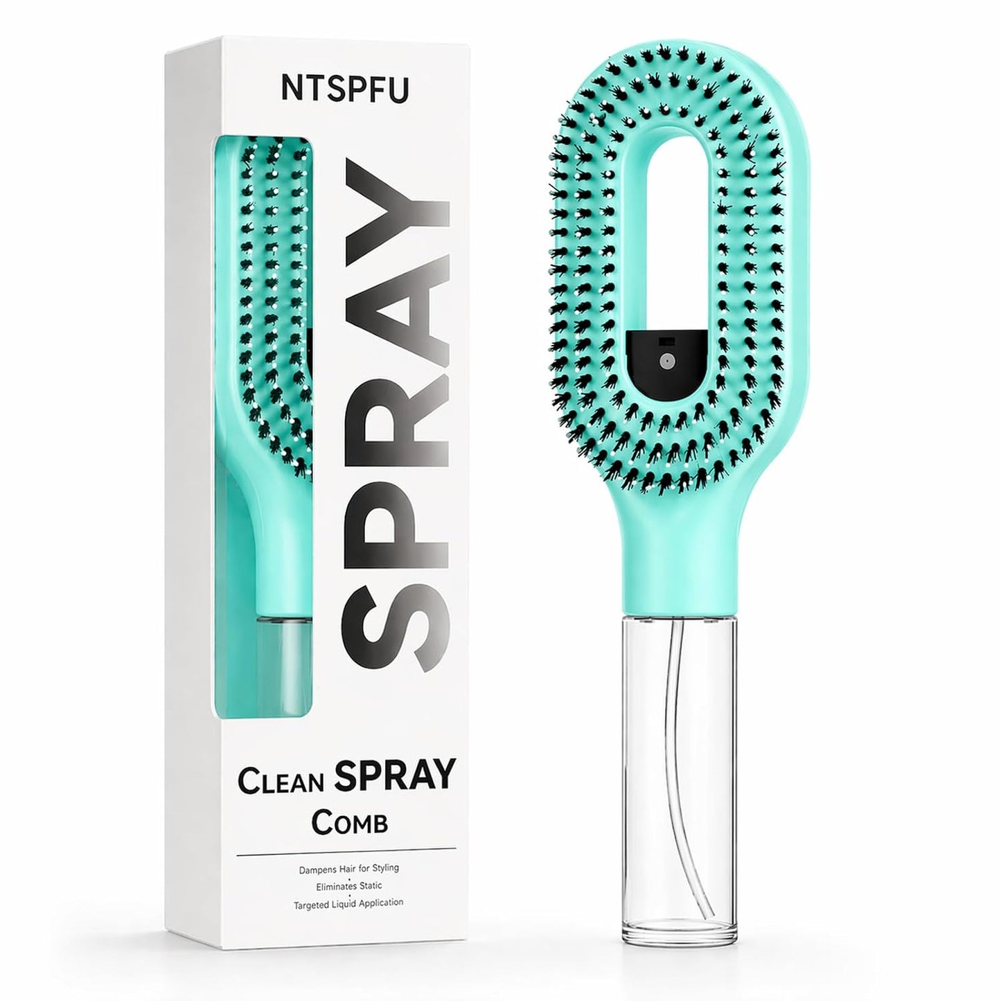 Misting Hair Brush - 2-in-1 Non-Electric Detangling Tool for Wet & Dry Hair | Anti-Frizz, Fine Mist Sprayer (Green)