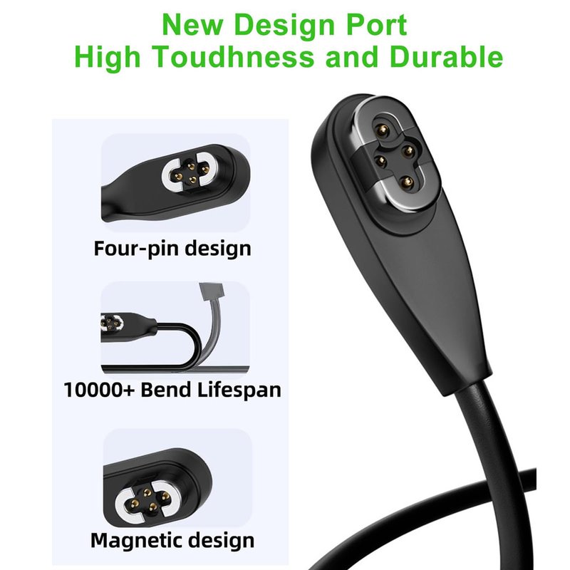 gudxfj 2-Pack Compatible with Shokz OpenSwim Pro S710 Bone Sound Conducting Earphone Charging Cable Type-C to 4Pin Magnetic Charging Cable USB and USB C to Shokz S710 Cable 1 Each Black 3.3 ft