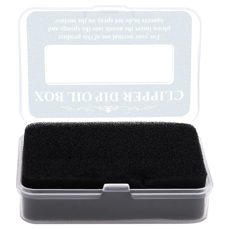 15g Hair Trimmer Oil Lubricant Sponge, Hair Clipper Blade Oil Dip Box, Portable Barber Applicator for Electric Shavers, Reduces Friction & Noise, Pro Stylist Maintenance Tool