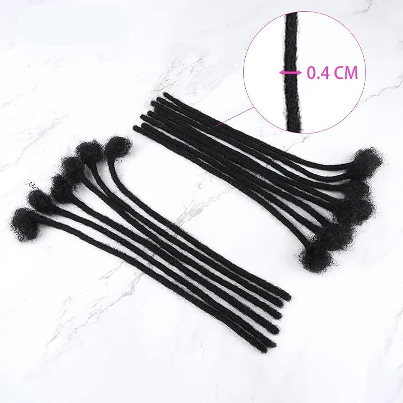 MIUULAAR 100% Human Hair Dreadlock Extensions, 0.4cm Width, 4 Inch, 10ct