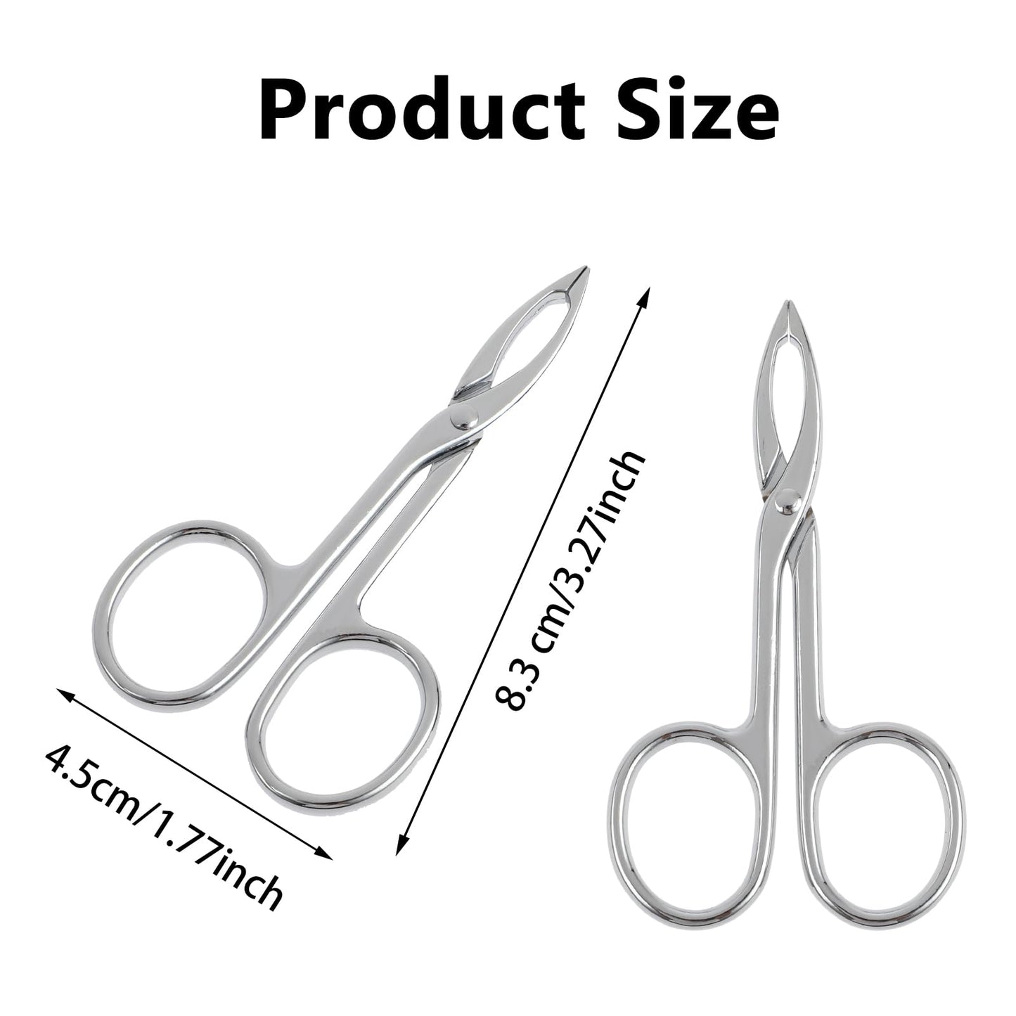 WLLHYF 2 Pieces Eyebrow Scissor Handle Tweezer Plucker Straight Tip Brow Scissors Remover Facial Hair Eyebrows Care Wig Plucking for Women(2 Silver)