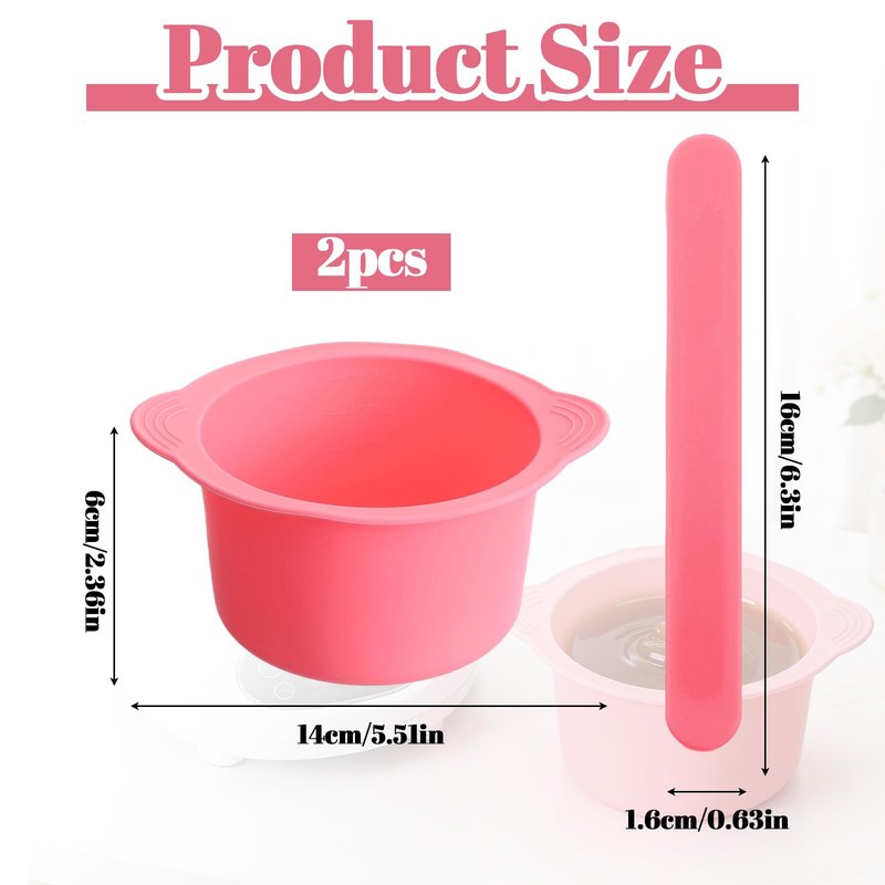Classicseali 2PCS Wax Silicone Bowl,Wax Warmer Silicone Liner with 2 Silicones Waxes Sticks,Silicones Waxe Pot Liners,for Preparing Powders,Making DIY Face Masks,Mixing Pigments,and Hair Dyes