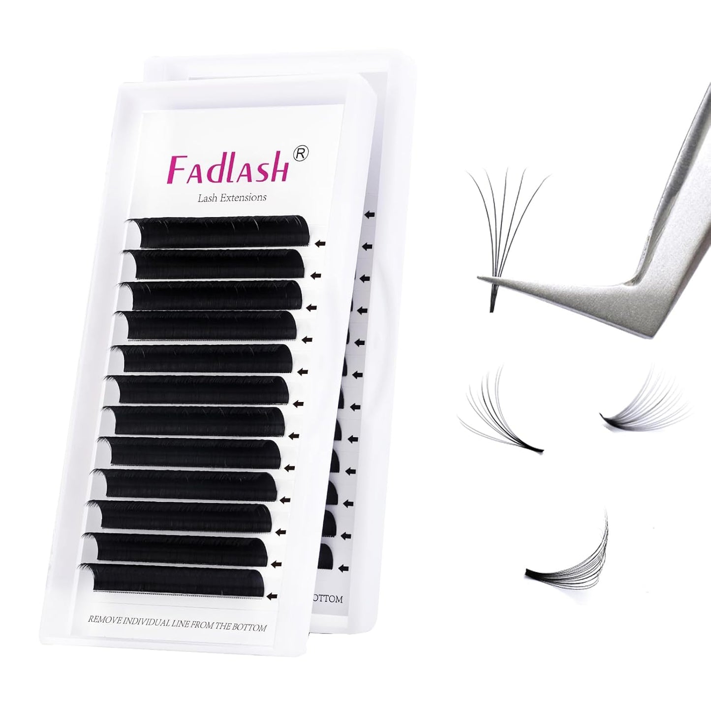 Easy Fan Lash Extensions - D Curl 0.07 Volume Mixed Trays | Soft Individual Lashes 8-14mm