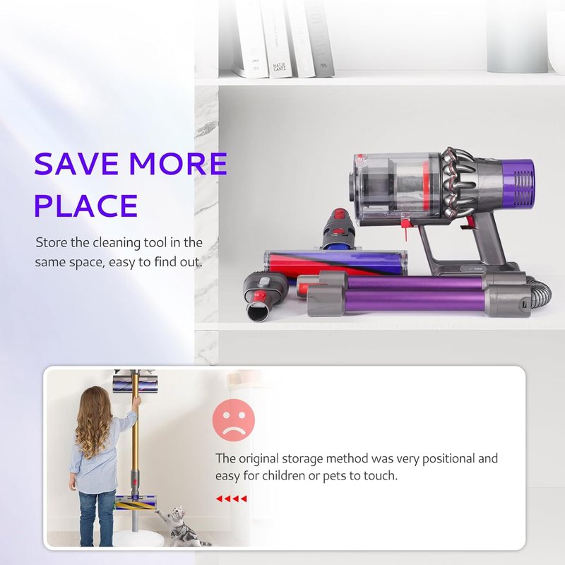 Foldable Extension Wand Compatible with Dyson V7 V8 V10 V11 V15 Cordless Vacuum Accessories, Upgrade Quick Release Wand Compatible with Dyson Stick Vacuum Attachments(Purple)