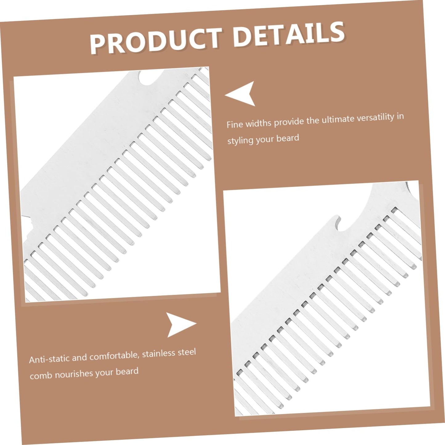 Beaupretty Beard Comb 5.51 Inch Fine Tooth Anti-Static Mustache Comb for Men Heat Resistant Grooming Tool for Styling Detangling and Moisturizing Facial Hair
