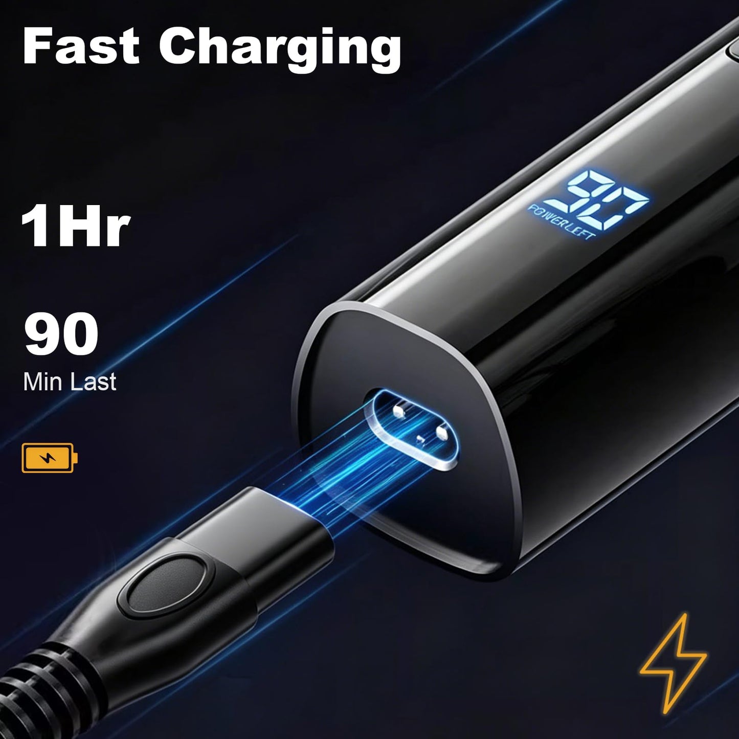 5-en-1 Electric Razor for Men, 9999 RPM High-Speed Electric Shaver with LED Display, 1H Fast Charging, IPX7 Waterproof Razor with Nose Hair Trimmer, Facial Cleansing Brush