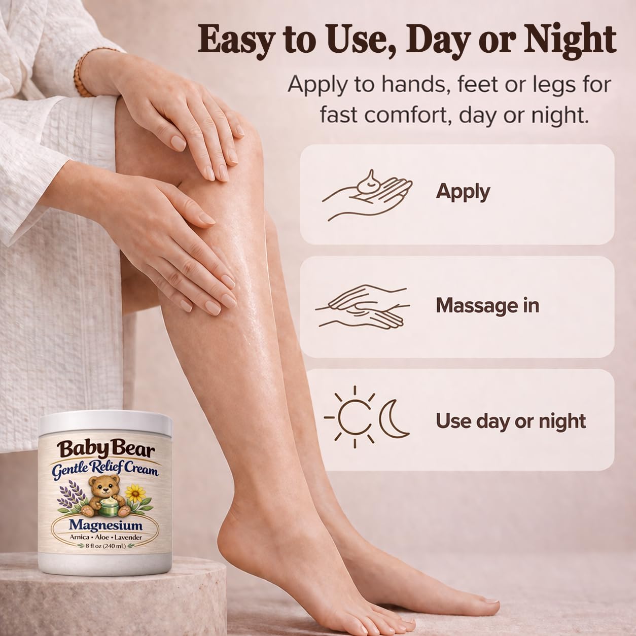 Hydrating Lotion with Magnesium and Pure Ingredients - Fast-Absorbing and Non-Greasy Formula for Food and Leg Comfort - Extra Large 8 Oz