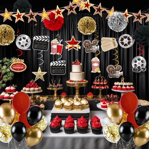 47PCS Movie Night Decorations - Now Showing Banner & Themed Party Supplies