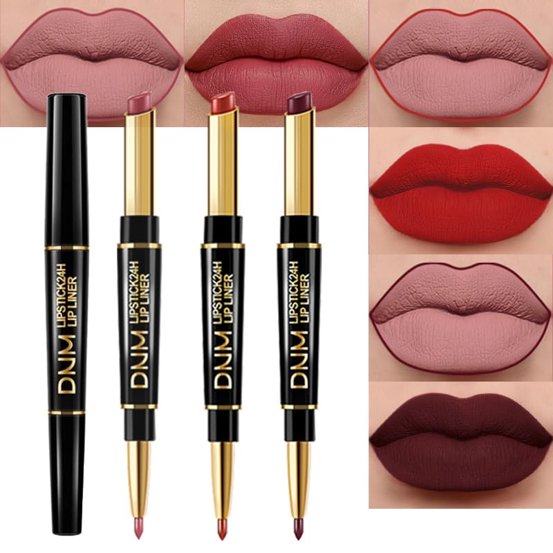 Chestnut Nude Brown Matte Lip Liner & Lipstick Set - Long Lasting, Waterproof, Smudge Proof | Antique Rose