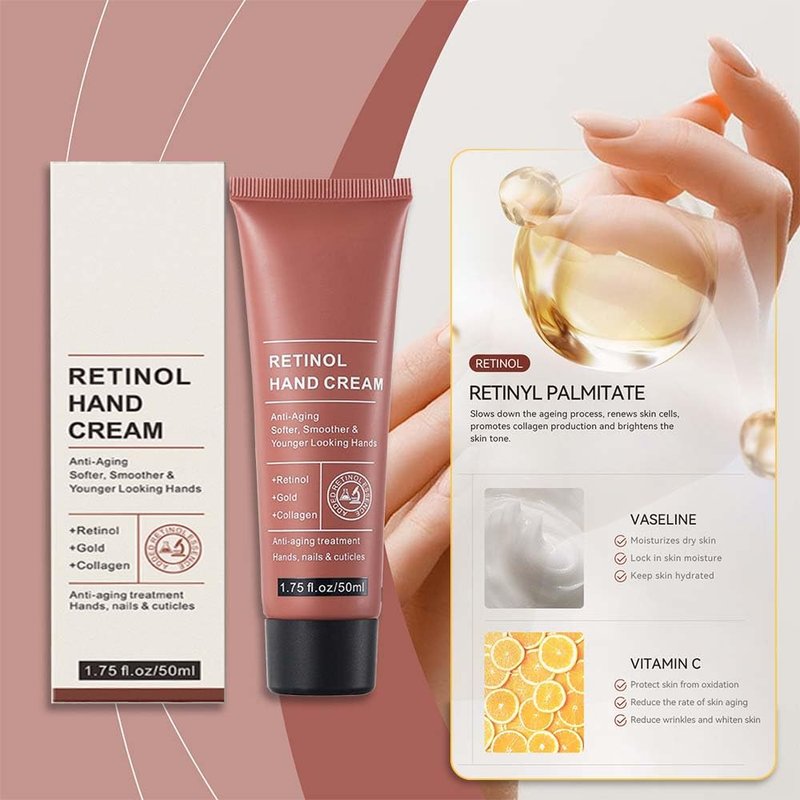 Retinol Hand Cream - Anti-Aging Formula with Collagen for Dry, Chapped Hands | 50g Nourishing Moisturizer