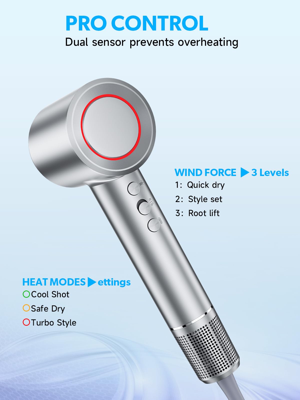 Hair Dryer, Blow Dryer with Diffuser - 200,000 RPM High-Speed Ionic Technology for Women and Man, 1200M Negative Ions & Brushless Motor, Low Noise Design with Magnetic Nozzle Attachments