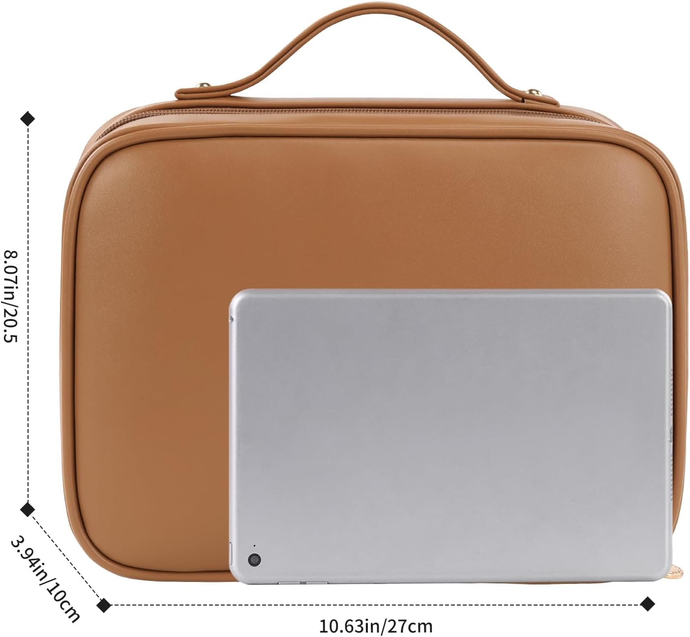 Travel Toiletry Bag for Women - Waterproof Makeup Organizer with Compartments | Portable Cosmetic Case in Brown