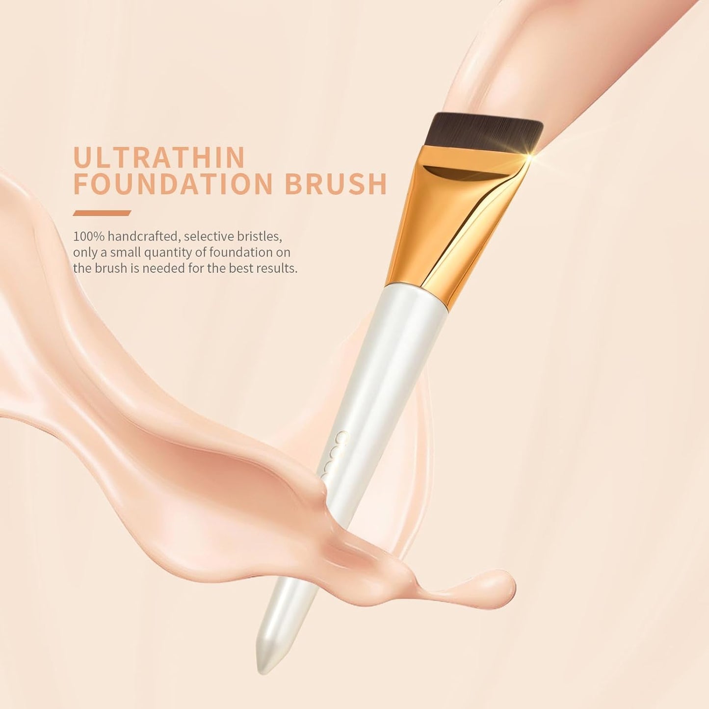 Flat Foundation Brush Set with Dual-Edged Spatula - Korean Makeup Blending Tool for Liquid & Cream