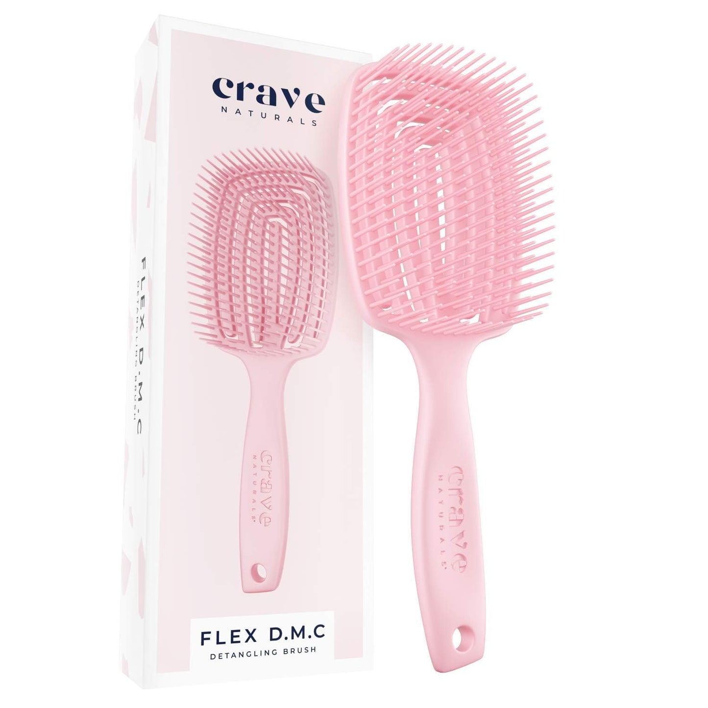 Crave Naturals Detangling Brush for Thick Hair - Flexible Paddle Brush | Comfort Grip, Pink