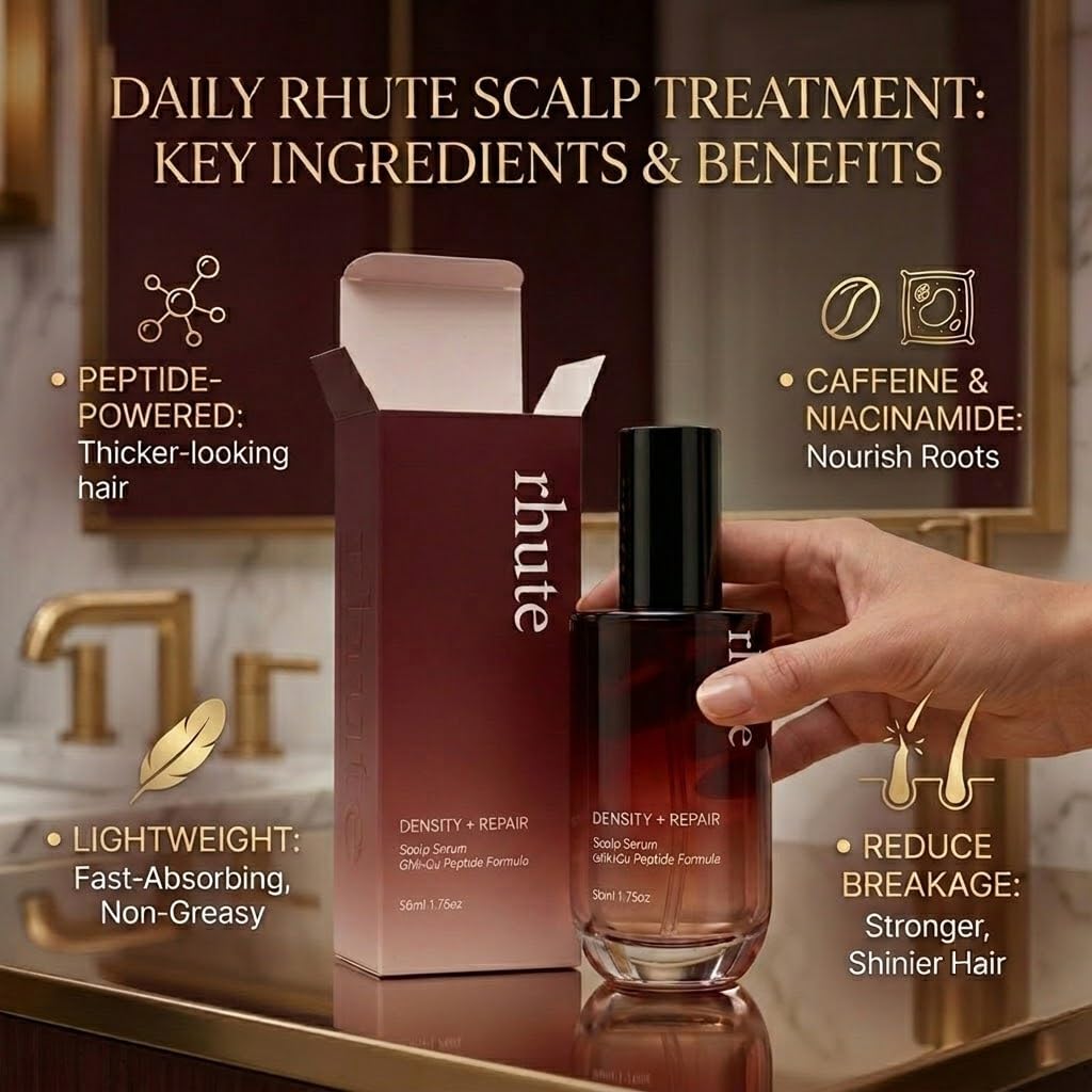 Rhute Hair Serum, Rhute Scalp Serum Daily Strengthening Treatment for Weak or Damaged Haireptide-Powered Formula for Thicker (2pcs)