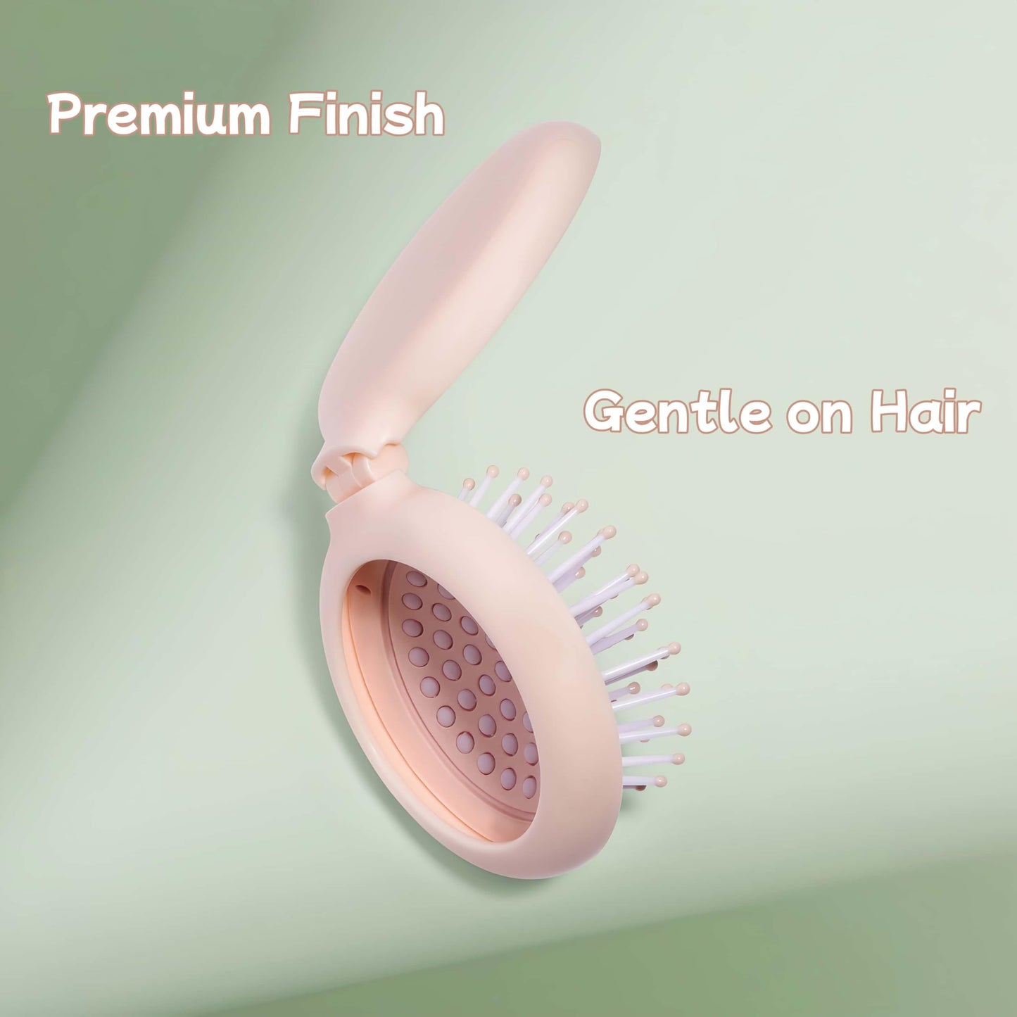 Arthaxi Compact Mirror with Mini Hair Brush, Small Gifts for Teen Girls, Peach Pink 1-Pack