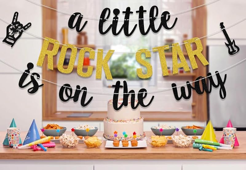 A Little Rock Star is On The Way Banner - Baby Shower Party Decor