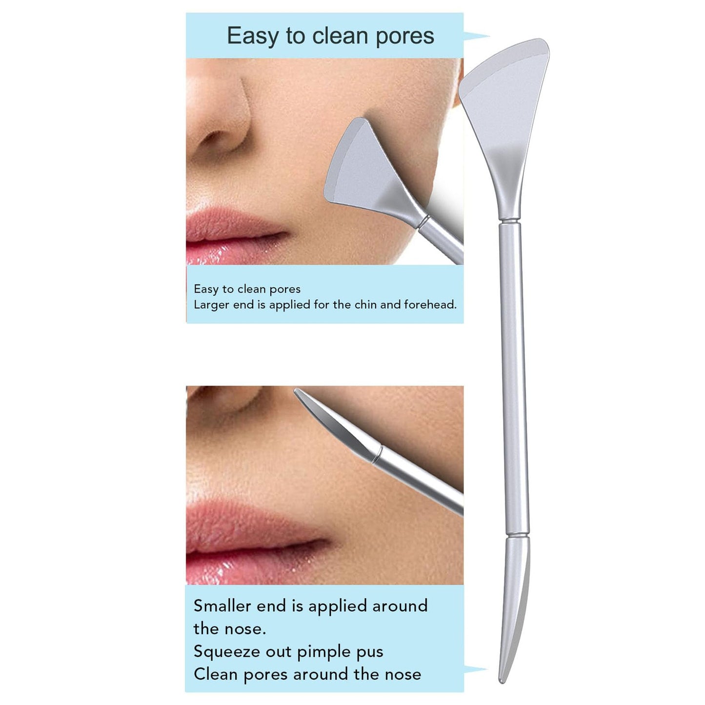 Blackhead Remover Tools, Stainless Steel Pore Scraper Metal Blackhead Spatula Face Skin Care Tool for Women Men Pores Pimples Blackheads