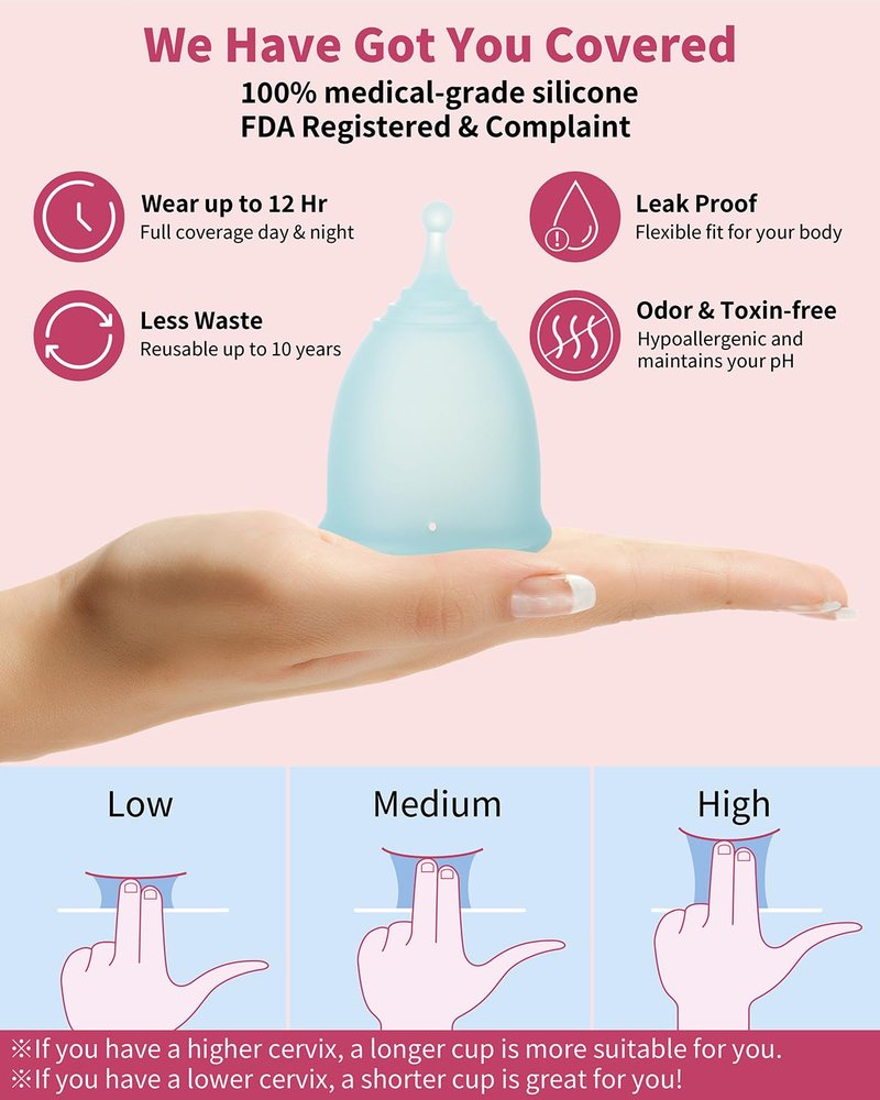Menstrual Cup Steamer Sterilizer with 2 Reusable Menstrual Cups, Period Cups Cleaner Wash Kit