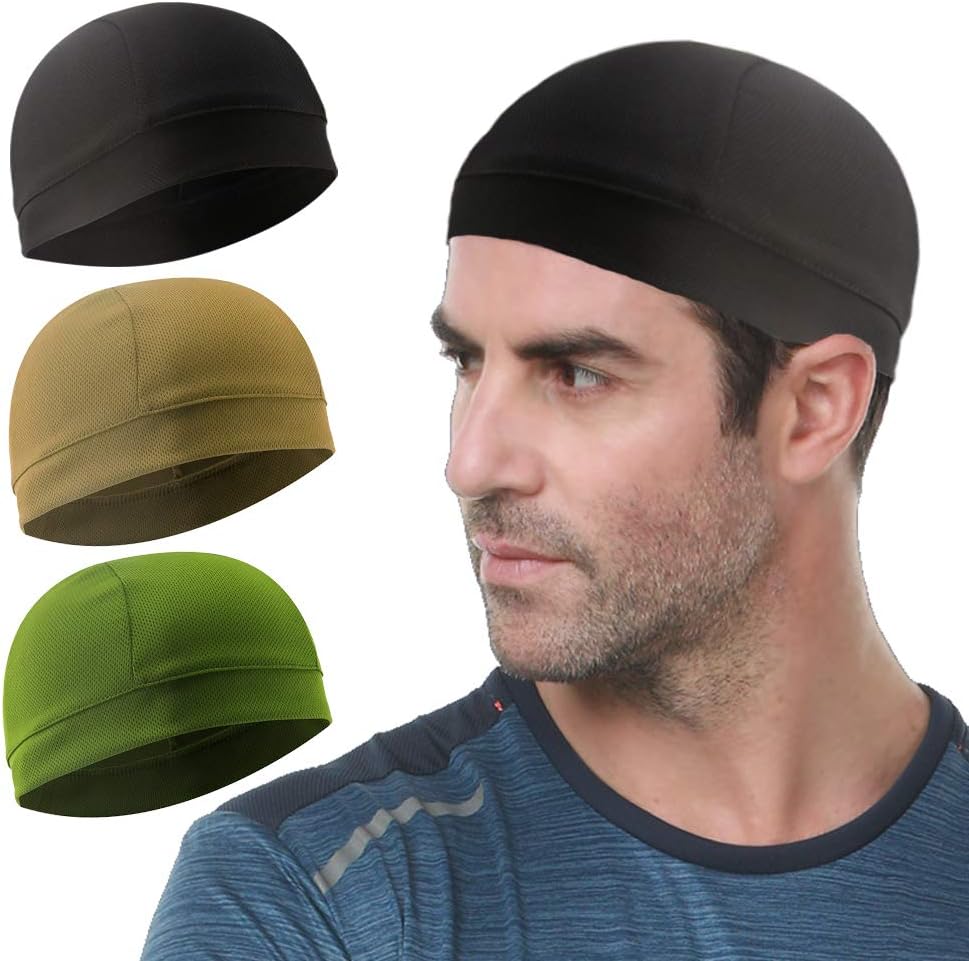 Cooling Skull Cap - 3 Pack Sweat-Wicking Helmet Liner for Cycling & Running | Unisex